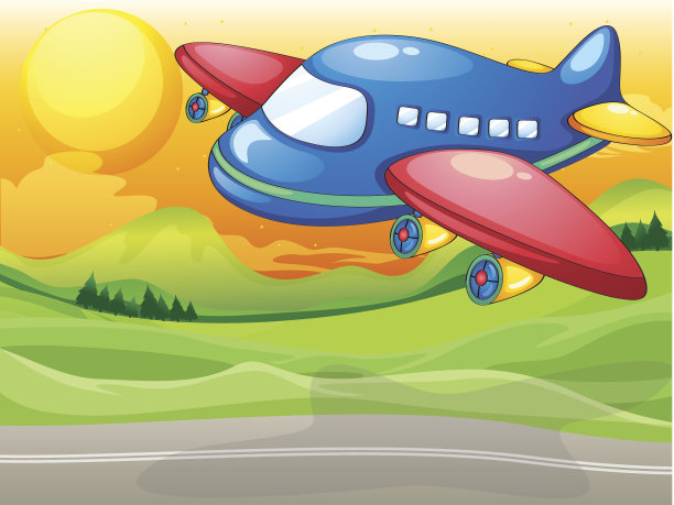 蓝色飞机在公路上方图片下载