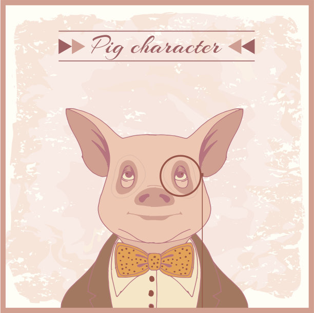 嬉皮士猪动物性格图片下载