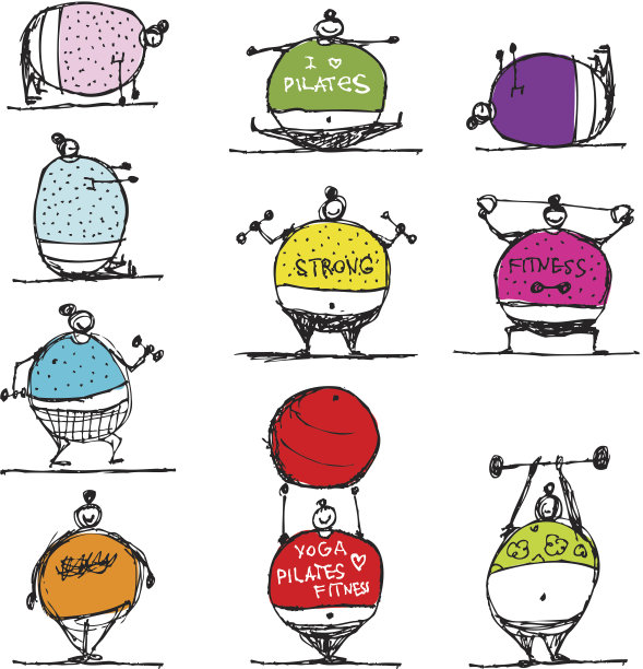 33、胖子做运动，素描为你设计图片下载