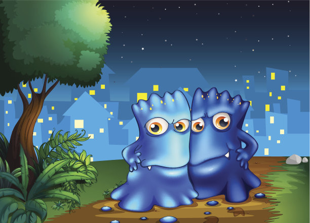 两个大半夜游荡的怪物图片下载