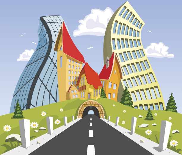 矢量城市周围的自然景观图片下载