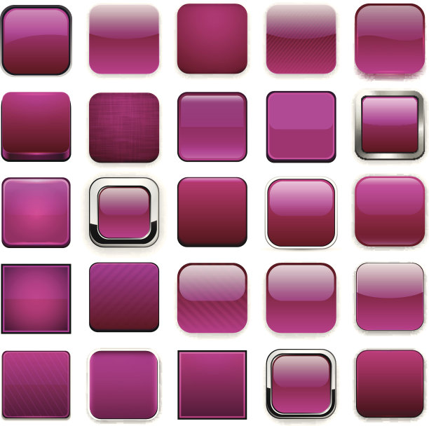 正方形洋红色的应用程序图标。图片下载