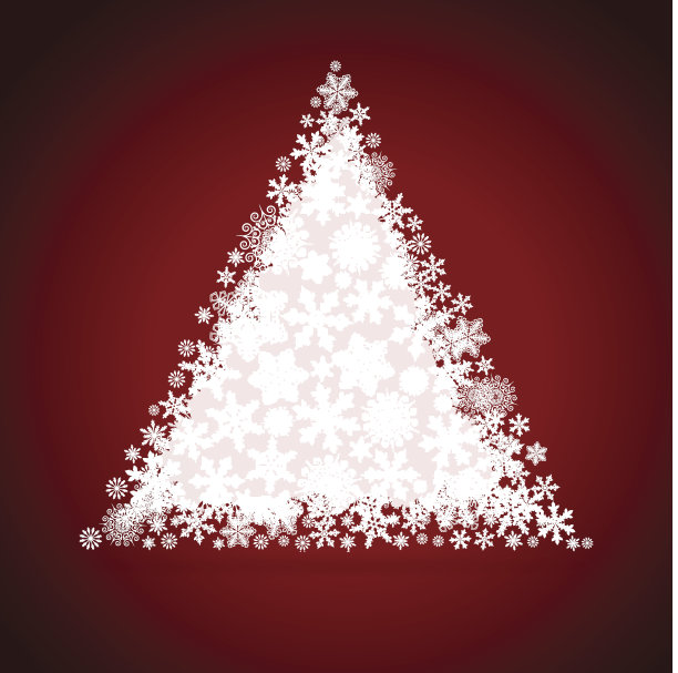 圣诞树、雪花设计背景。图片下载