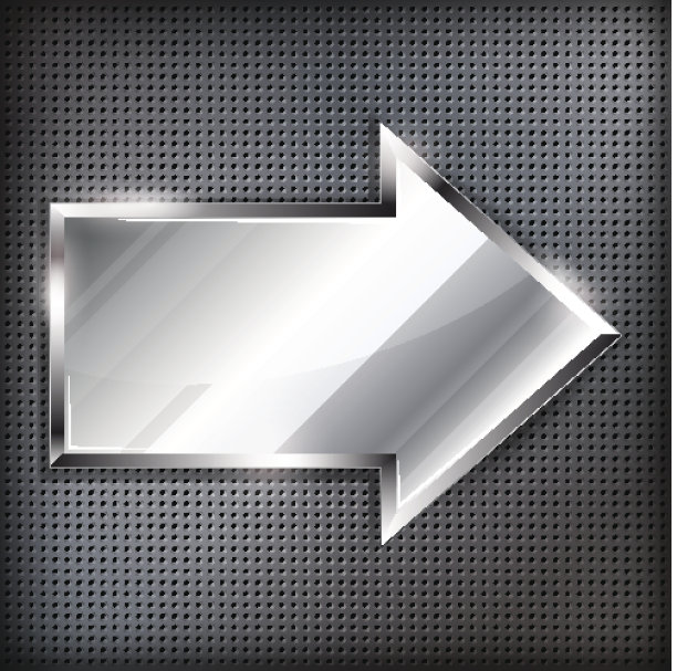 金属背景上的箭头标志。图片下载