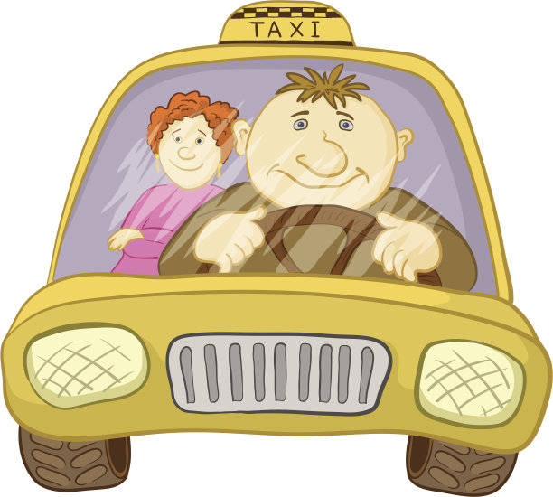 出租车，司机和乘客图片下载
