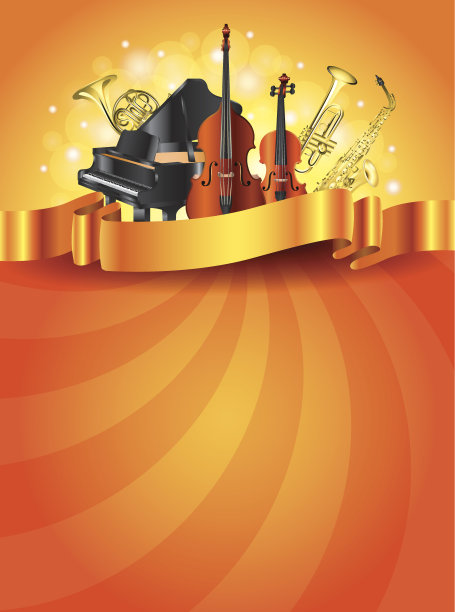 乐器金色矢量背景图片下载