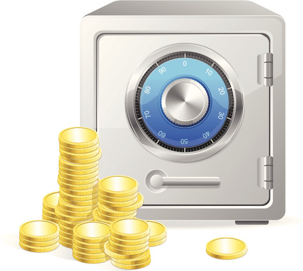 矢量安全与金币。图片下载