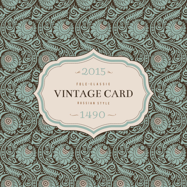 老式贺卡与风格化菊花图片下载