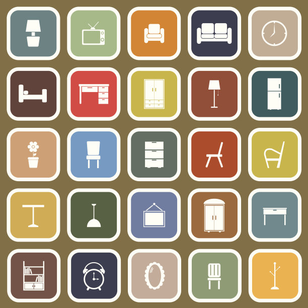 家具平面图标上的棕色背景图片下载