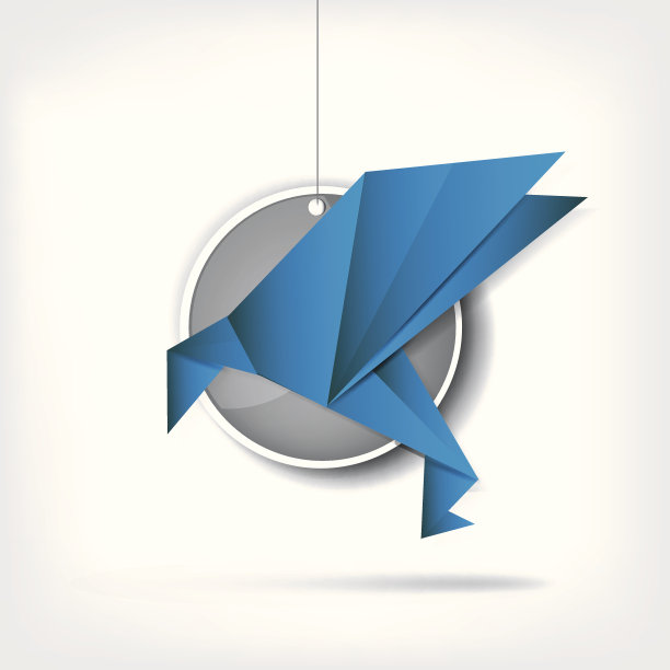 在抽象背景上的折纸鸟图片下载