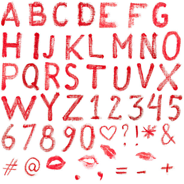 用口红写的字母的照片图片下载