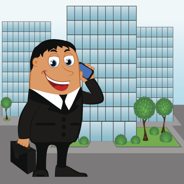 以办公楼为背景的成功商人图片下载