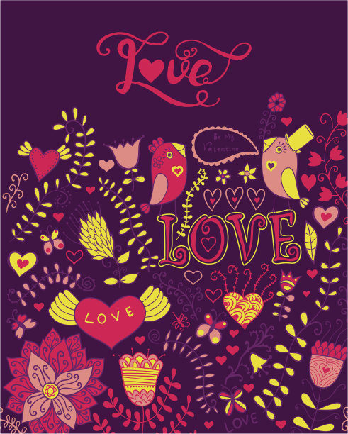 “爱”矢量水彩字体。图片下载