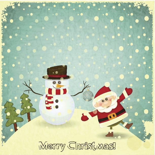 圣诞老人和雪人图片下载