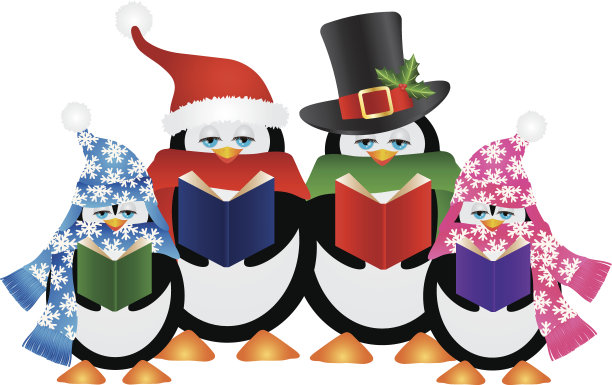 企鹅圣诞颂歌向量插图图片下载
