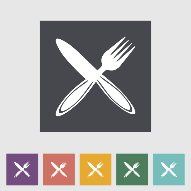 餐具单平图标。图片下载