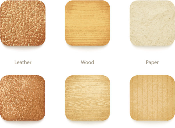 一套纸，木材和皮革背景图片下载