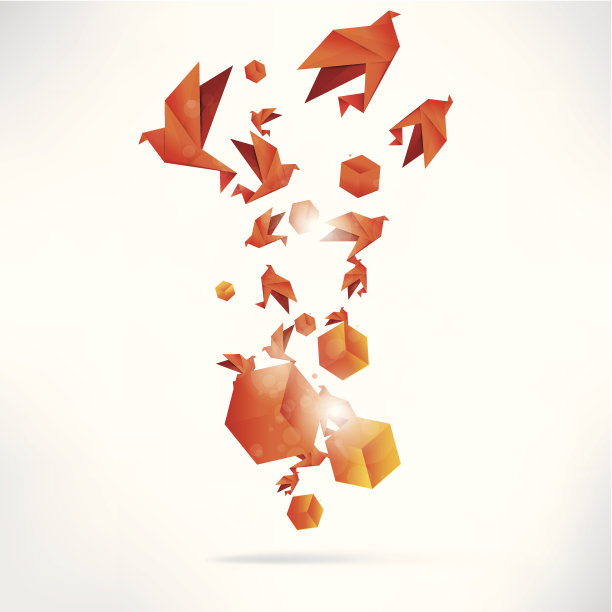 在抽象背景上的折纸鸟图片下载