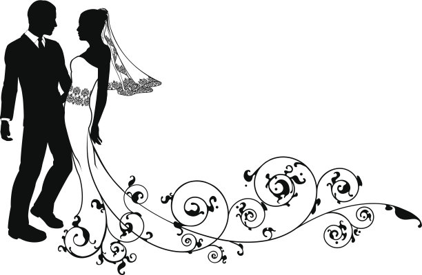 新郎新娘剪影图片下载