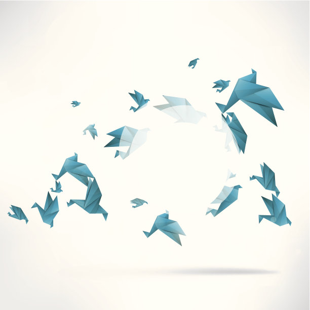 在抽象背景上的折纸鸟图片下载