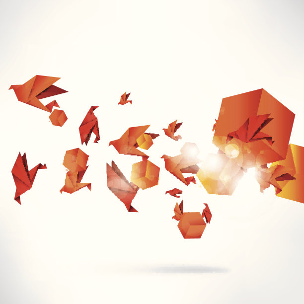 在抽象背景上的折纸鸟图片下载