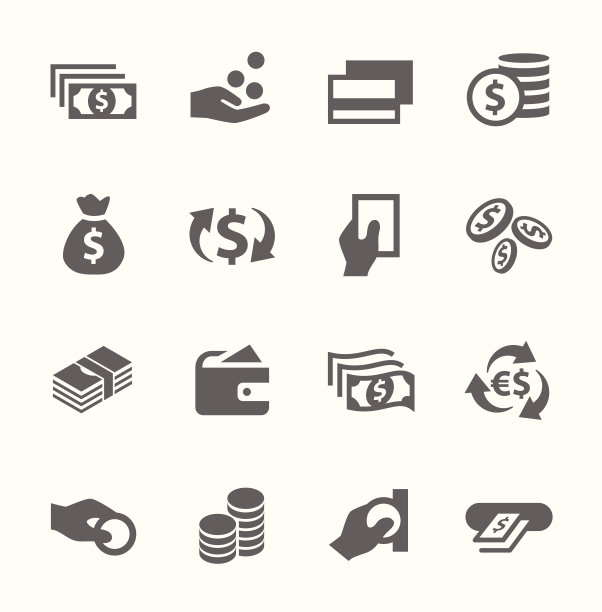 钱的图标集。图片下载