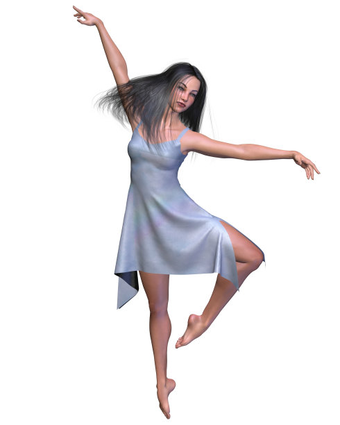 穿着蓝色丝绸连衣裙的舞者图片下载