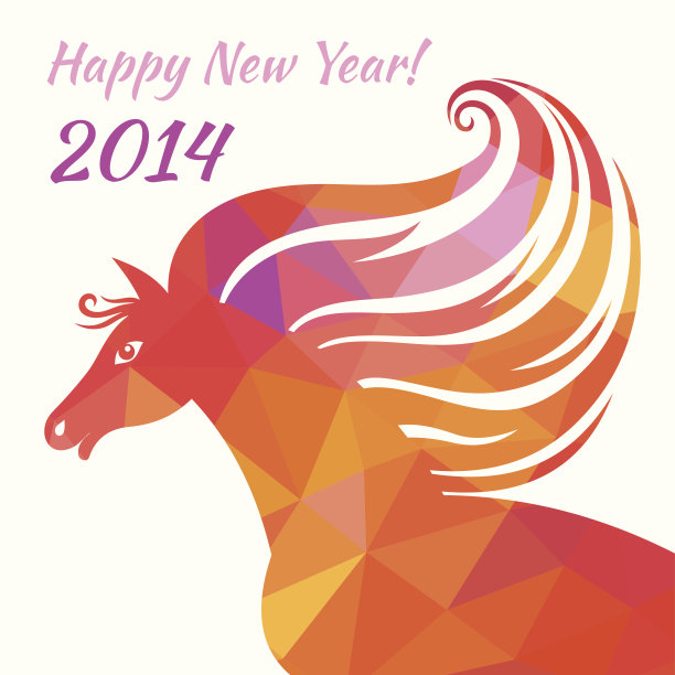 马-新年快乐。几何形状的抽象插图。图片下载