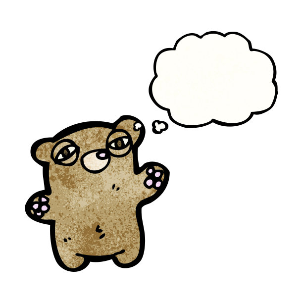 带有思想泡泡的卡通泰迪熊图片下载