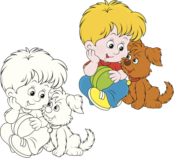 男孩和小狗图片下载