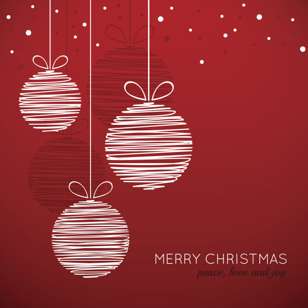 白色的红线涂鸦小玩意红色的圣诞贺卡图片下载