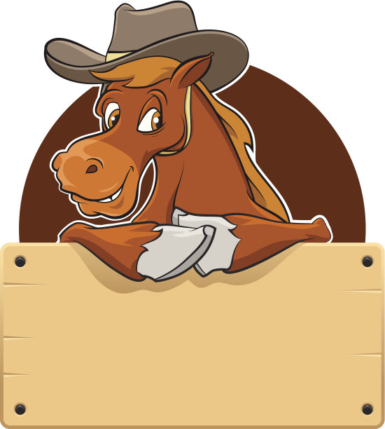 卡通马与木板图片下载