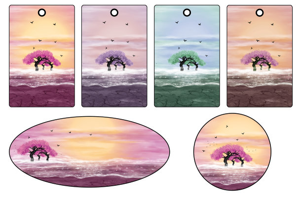 有粉红色树的贴纸和标签图片下载