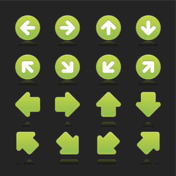 绿色箭头标志导航网页按钮方向图标黑色背景图片下载