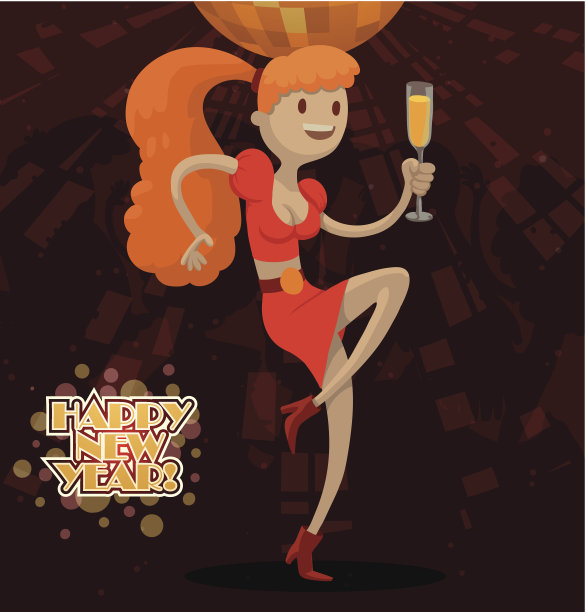 一个姜黄色头发的女孩在新年聚会上图片下载