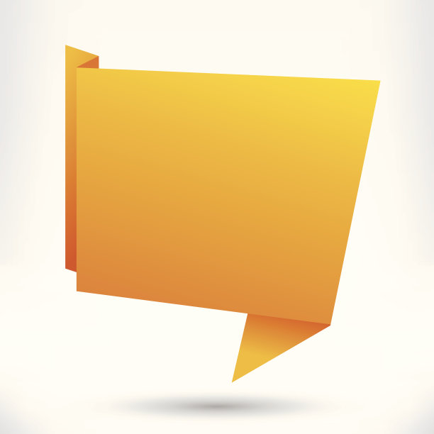 语音泡泡折纸风格。橙色。向量抽象背景。图片下载