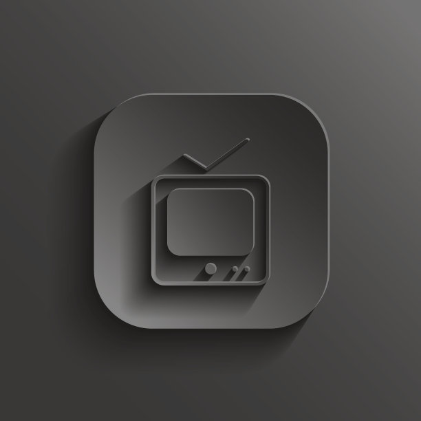 电视图标-向量黑色应用程序按钮图片下载