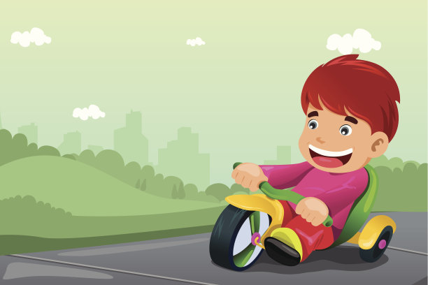 男孩骑着三轮车图片下载