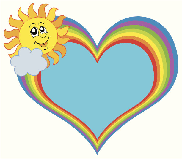 彩虹心与太阳图片下载