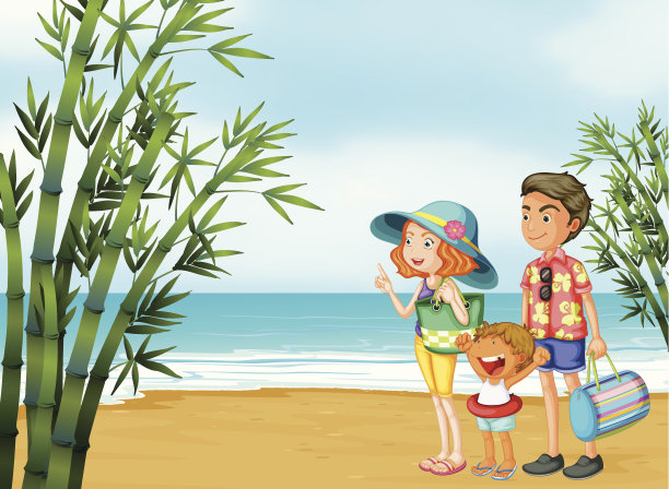 海滩上的幸福家庭图片下载