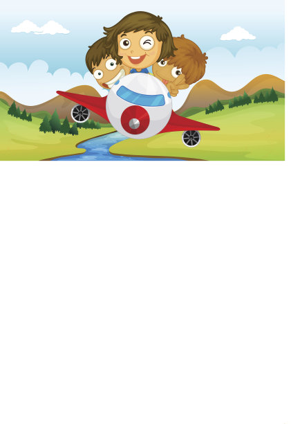 坐飞机的孩子们图片下载