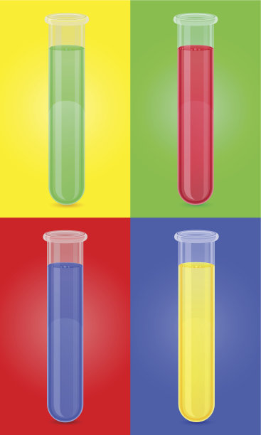 玻璃试管与彩色液体矢量图图片下载