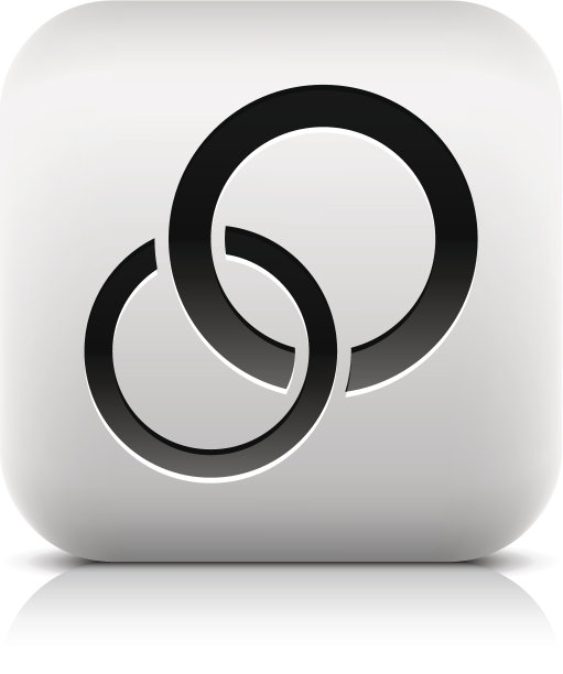 两个圆环标志，黑色象形文字，网页互联网按钮，方形图标图片下载