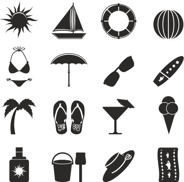 剪影夏季和假日图标图片下载