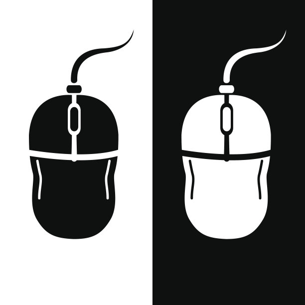 黑白老鼠剪影。图片下载