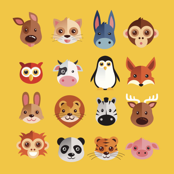 滑稽动物头像套装图片下载