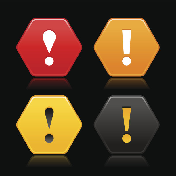 六角形警告图标，感叹号，黑色背景标志图片下载