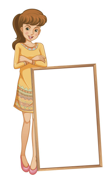 站在一块空板后面的女士图片下载