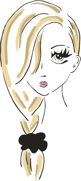 带着蝴蝶结的女孩的素描素材图片