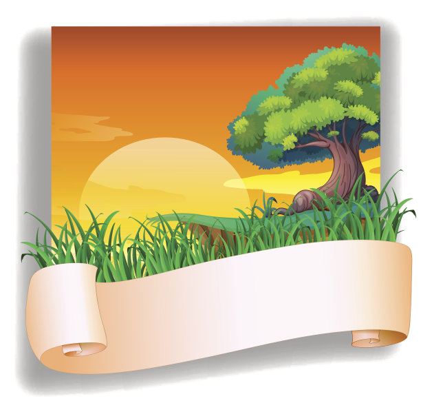 带有日落视图和空模板的领域图片下载